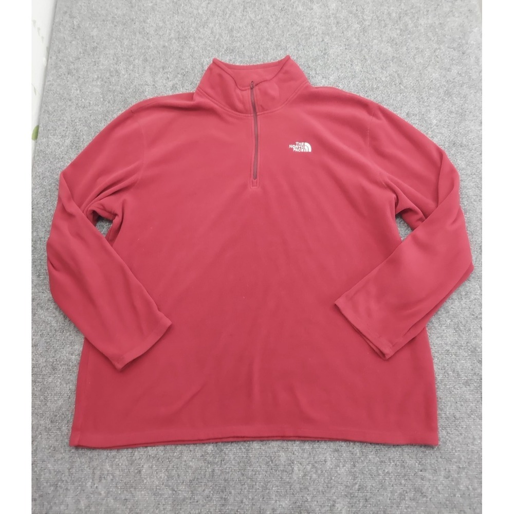 The North Face Pullover Men 2XL Red Burgundy Fleece Quarter Zip Polartec Classic
